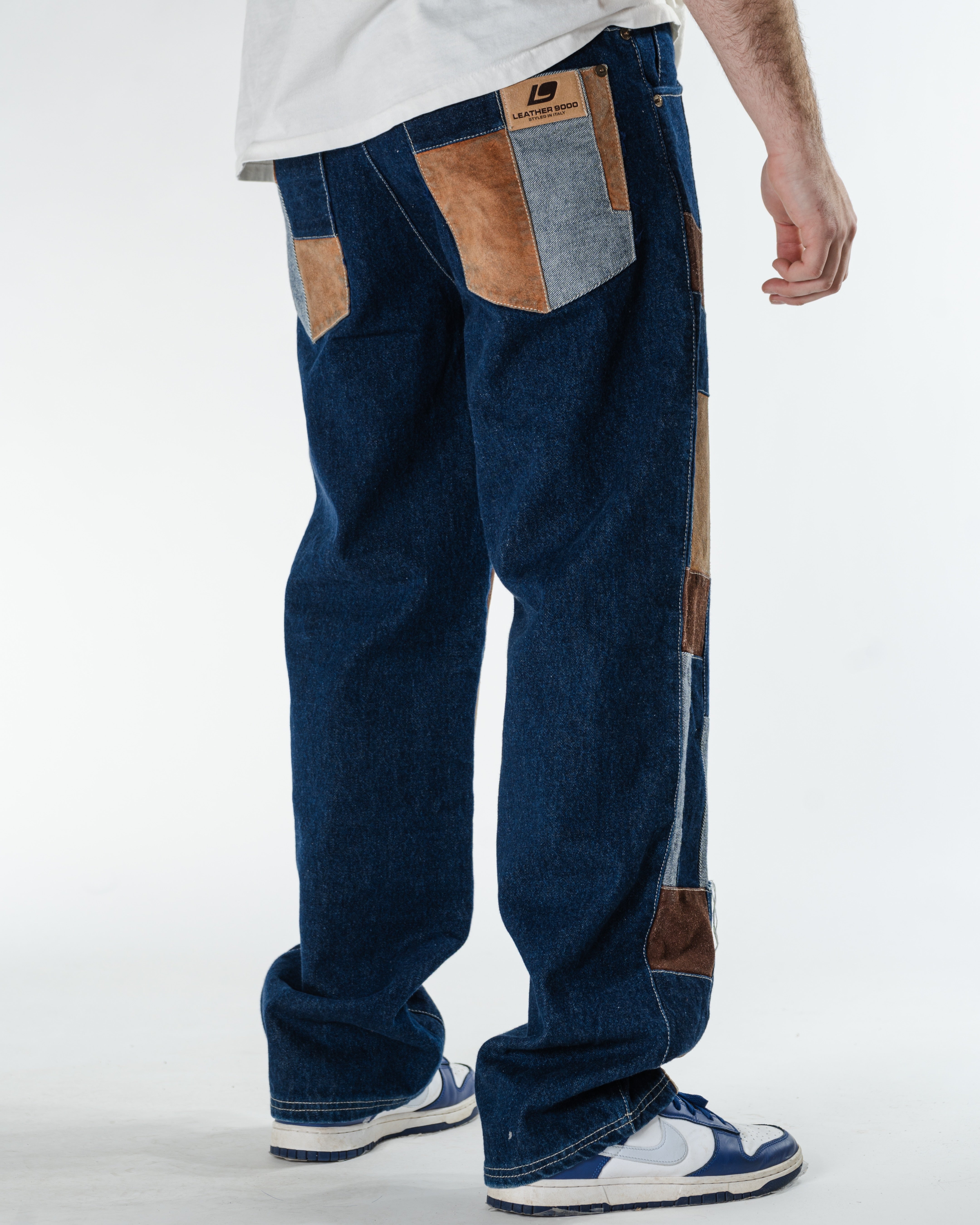 Jean patchwork Leather 2000 Y2K – vue 2